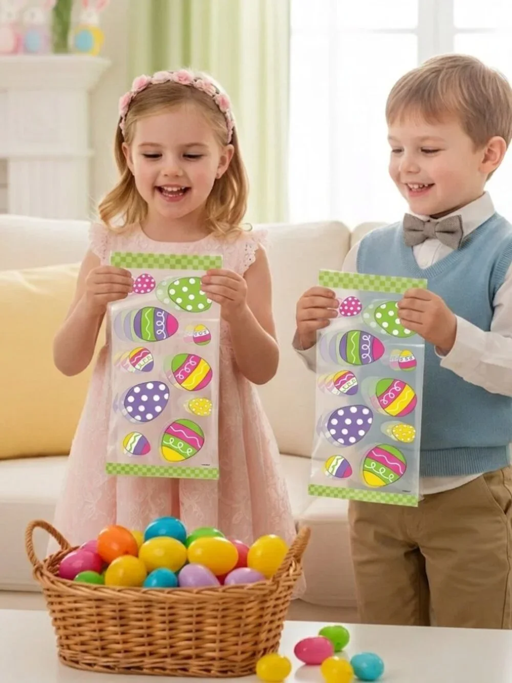 20ct Easter Egg Cello Bags - Bright Patterned Treat Bags for Party Favors